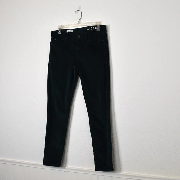 GAP 1969 Fine Corduroy Legging Jean Sz 29R Pants 5 Pocket Mid Rise Green Boho - Picture 3 of 15
